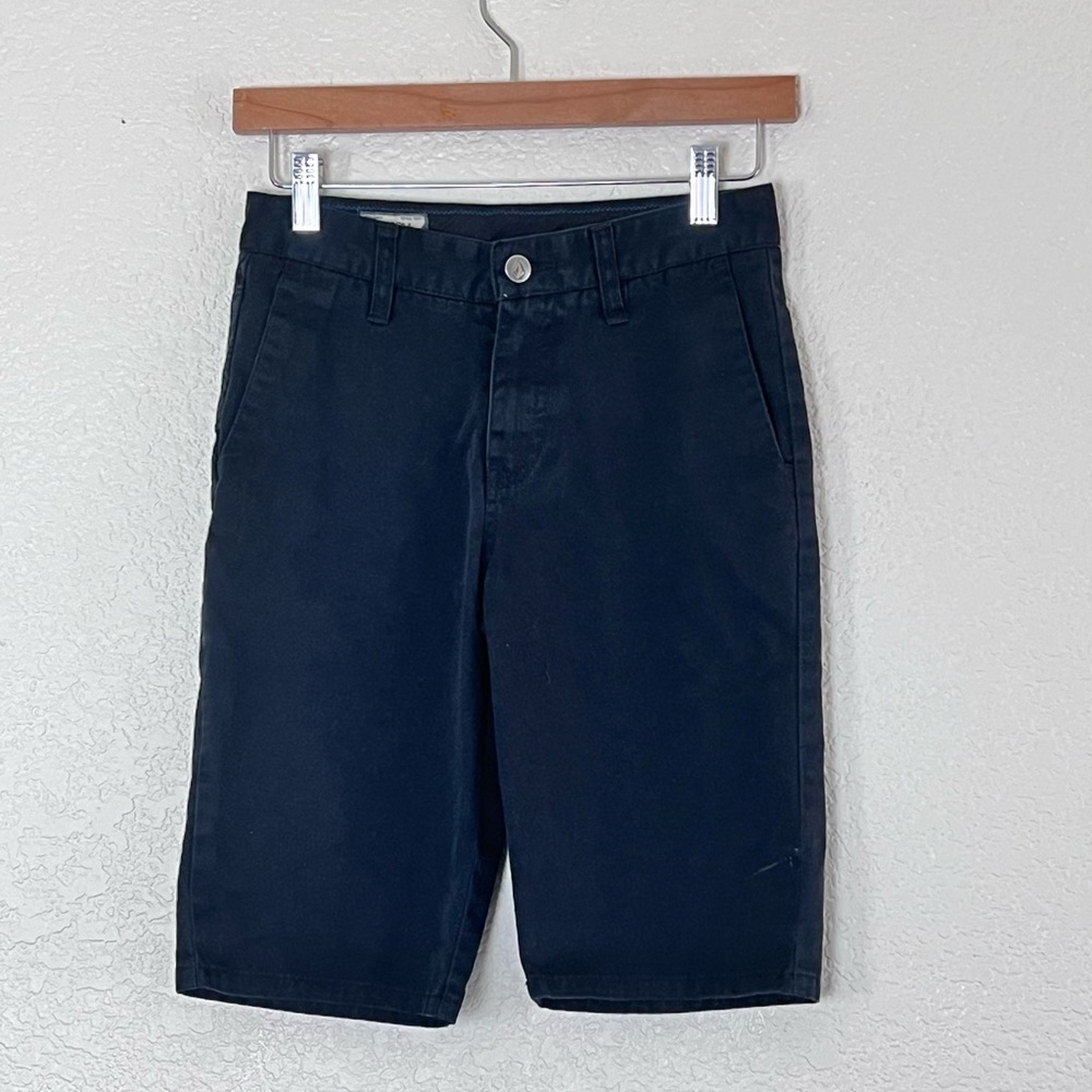 Volcom | Black flat front khaki shorts casual size 12